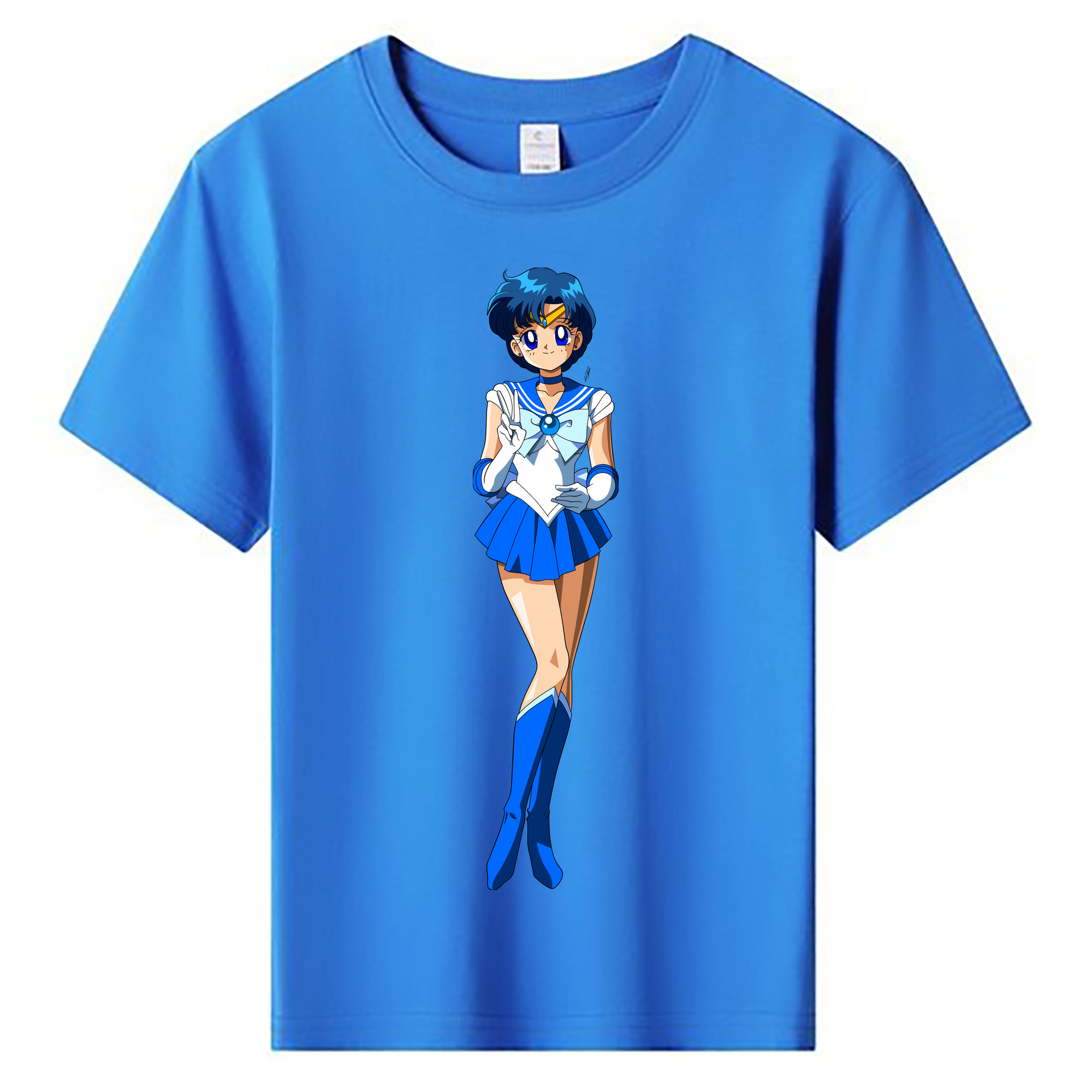 （画像用） 美少女戦士セーラームーン 水野 亜美 みずの あみ Sailor Moon Mizuno Ami 綿100％キッズTシャツ（フロントプリント）
